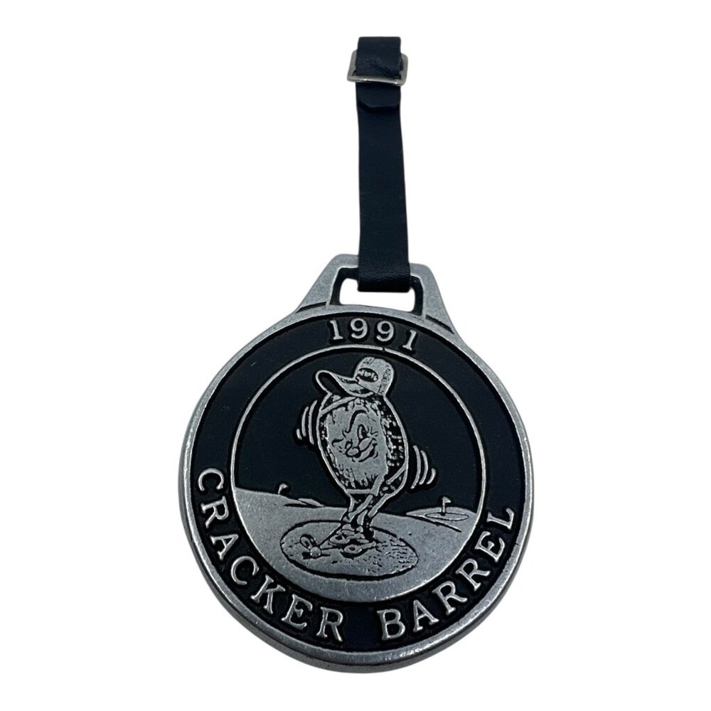 Vintage 1991 Cracker Barrel Collectable Metal Ornament Golf Luggage Tag 6.5" - Picture 3 of 5